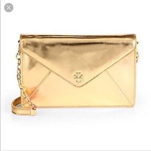 Gold envelope clutch